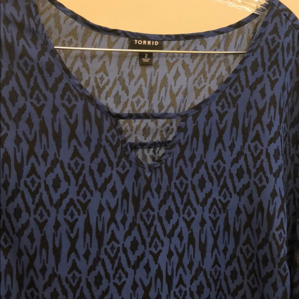 Royal Blue Printed Top - Torrid - Size 2